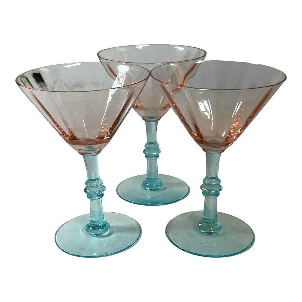 Set Lot of 3 Fondale By Morgantown Martini Tall Sherbet Glass Goblet 5 1/2" READ